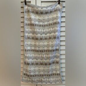 Loft Crocheted Gray & Cream Infinity Scarf